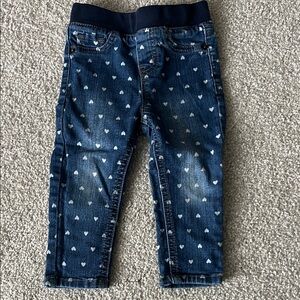 Cat & Jack Blue Heart Pattern Elastic Waist Jeans size 18 months